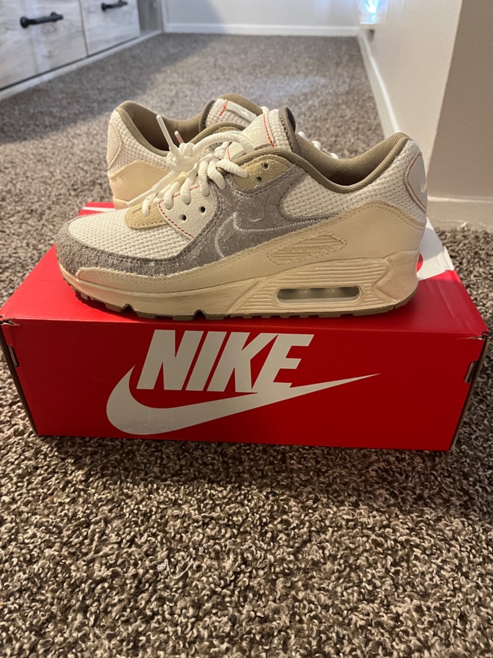 Nike Kids' Air Max 90 Sneakers - Cream, Gray
